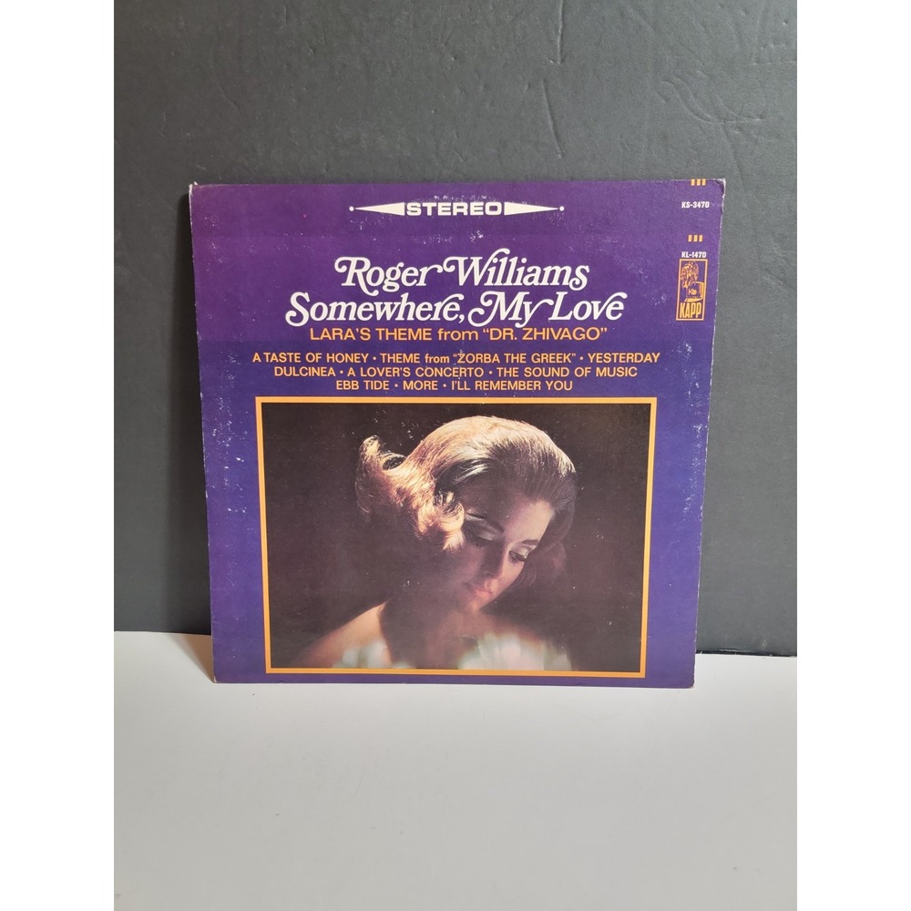 Somewhere, My Love : Roger Williams Vinyl Record Columbia Kapp Records KS-3470